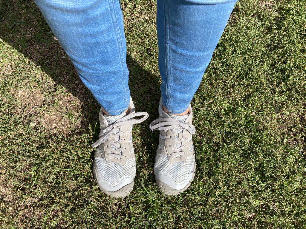 view looking down at ballop trainers sneakers